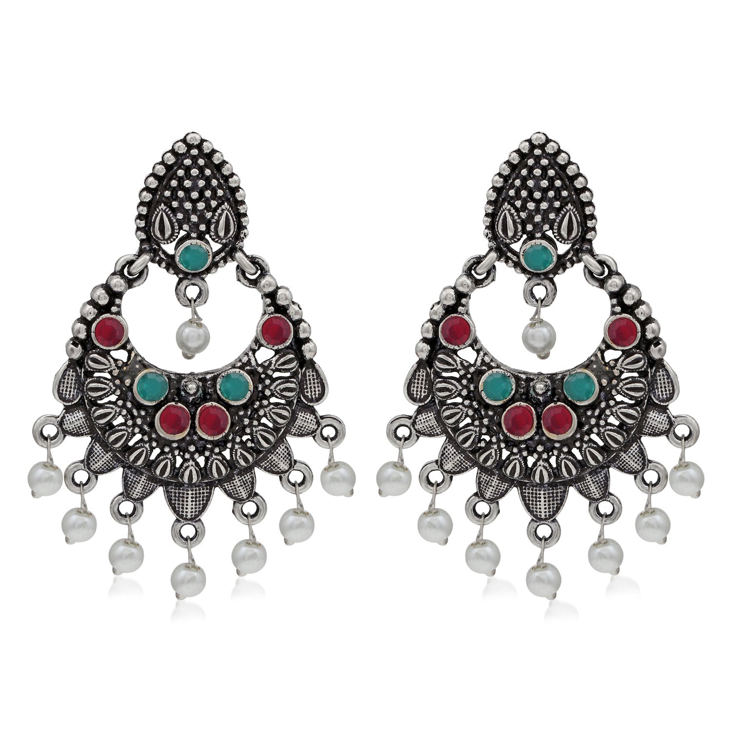 Sukkhi Brilliant Oxidised Pearl Chandbali Earring For Women