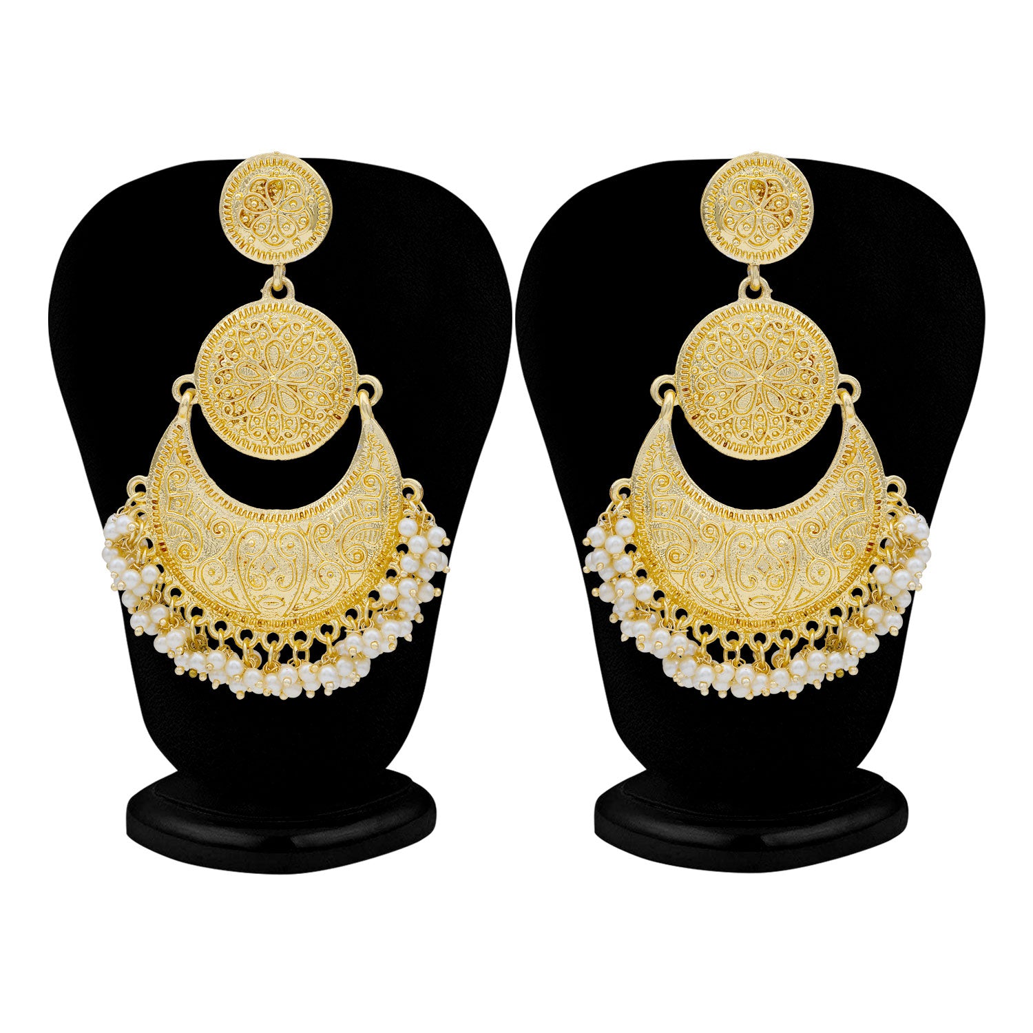 Sukkhi Glittery Gold Plated Pearl Chandelier Earring For Women