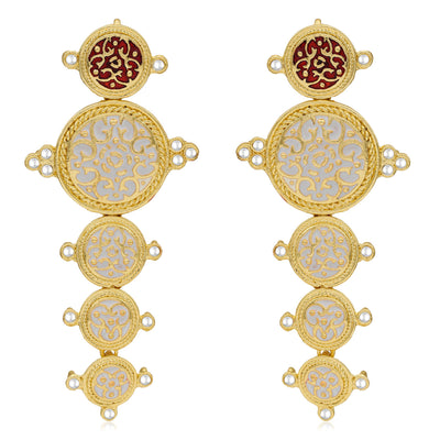 Sukkhi Classy Gold Plated Kundan Meenakari Dangle Earring For Women