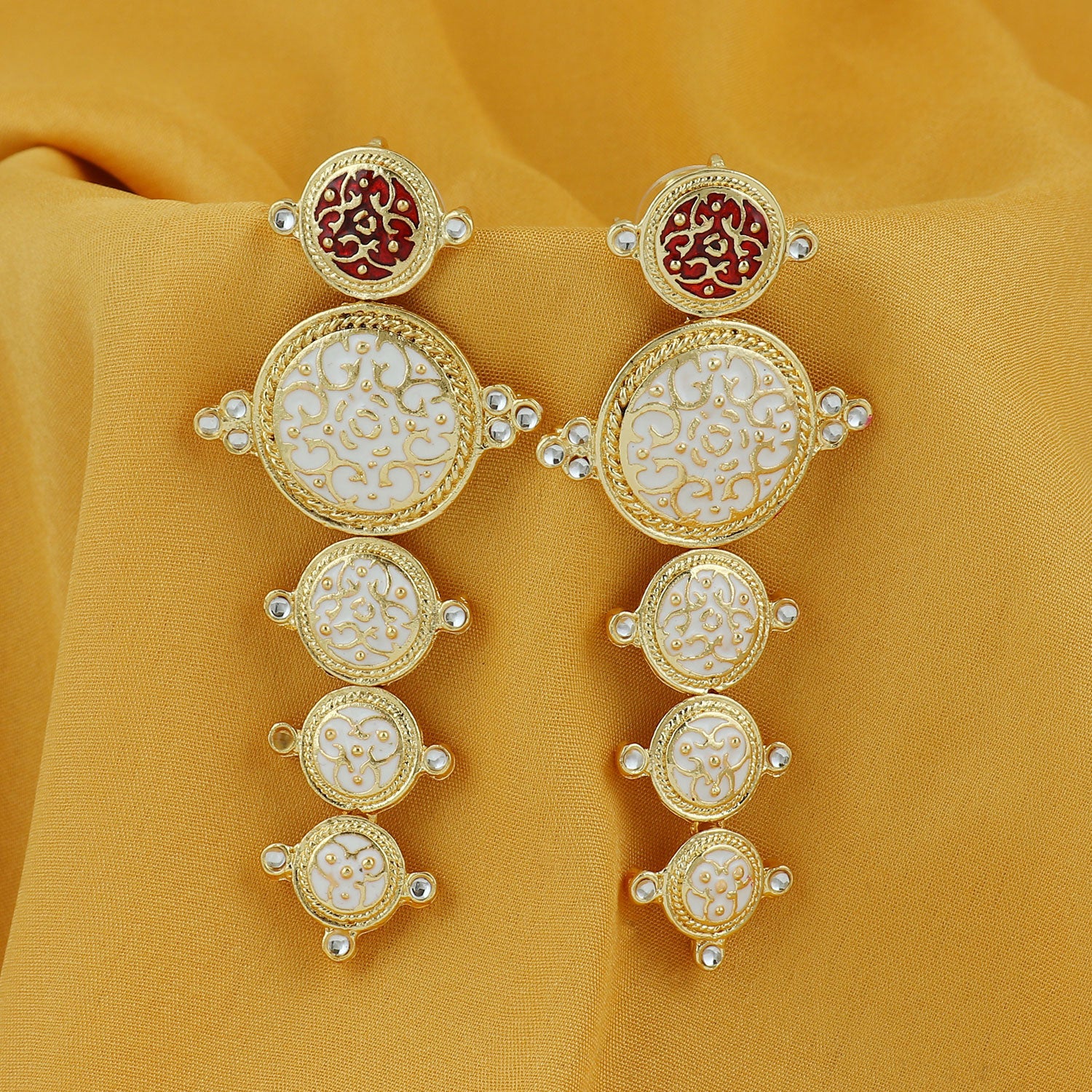 Sukkhi Classy Gold Plated Kundan Meenakari Dangle Earring For Women