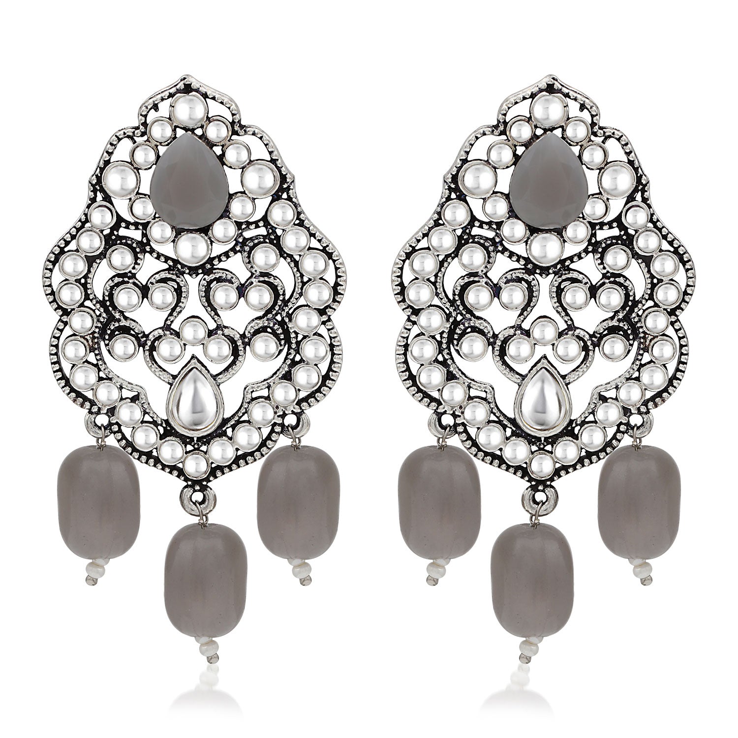 Sukkhi Glimmery Rhodium Plated Dangle Earring For Women