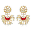 Sukkhi Designer Pearl Gold Plated Kundan Meenakari Chandbali Earring For Women