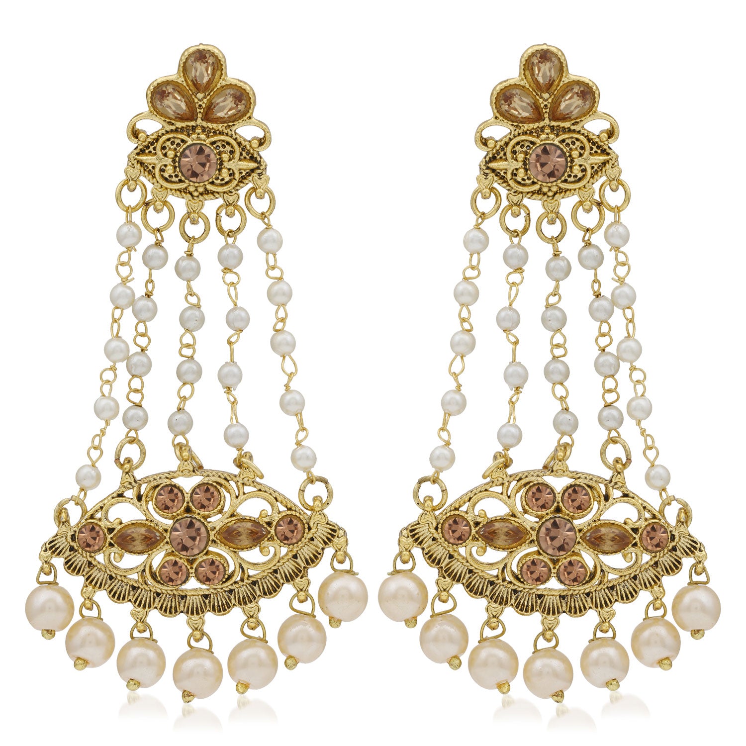 Sukkhi Stylish LCT Gold Plated Pearl Chandelier Earring For Women