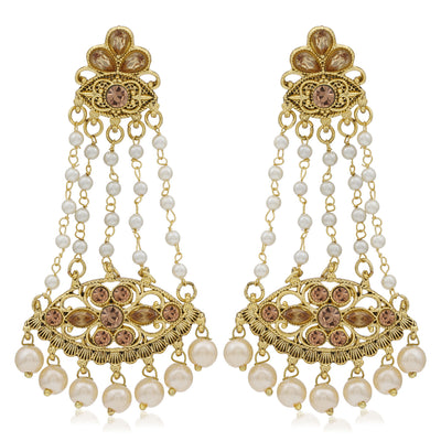 Sukkhi Stylish LCT Gold Plated Pearl Chandelier Earring For Women