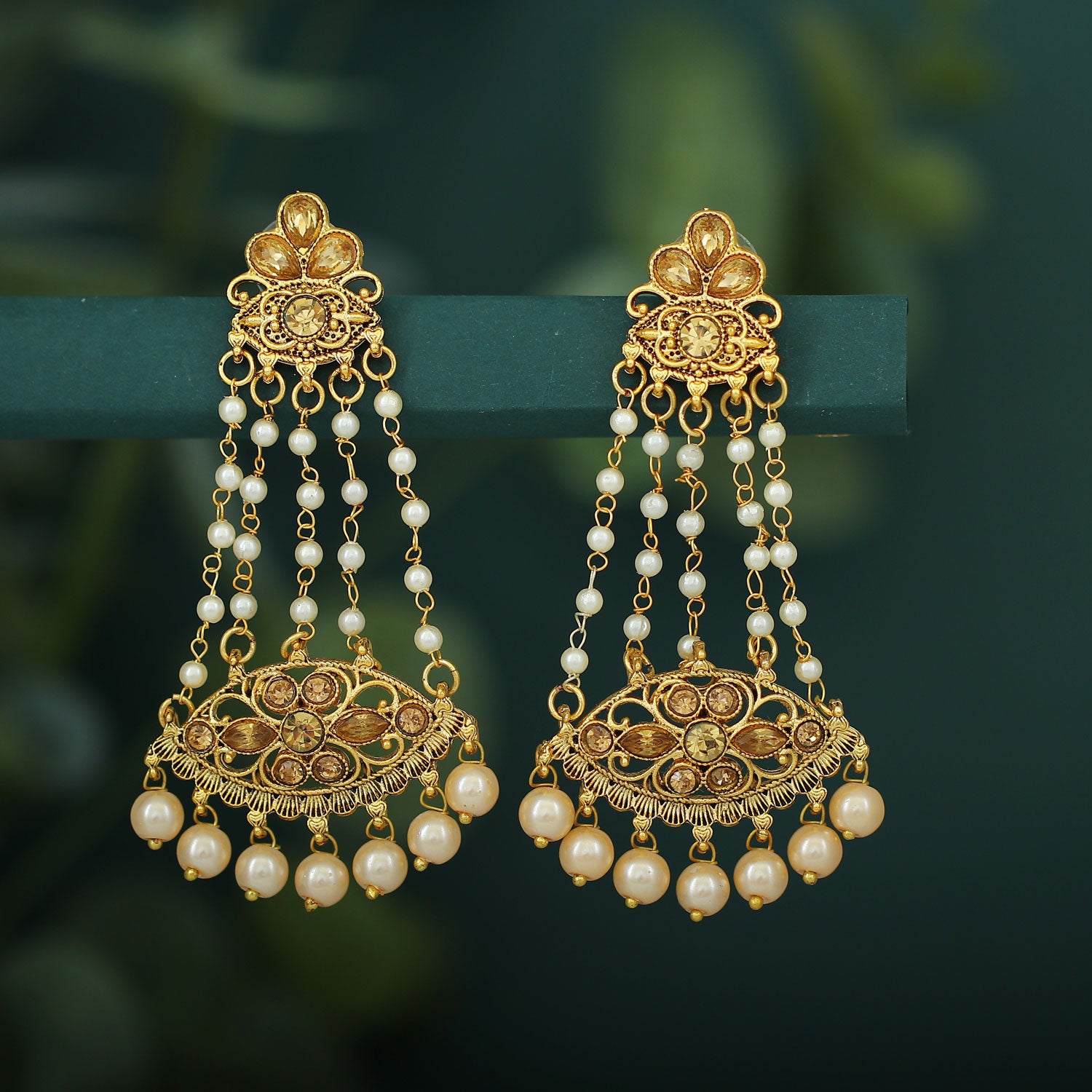 Sukkhi Stylish LCT Gold Plated Pearl Chandelier Earring For Women