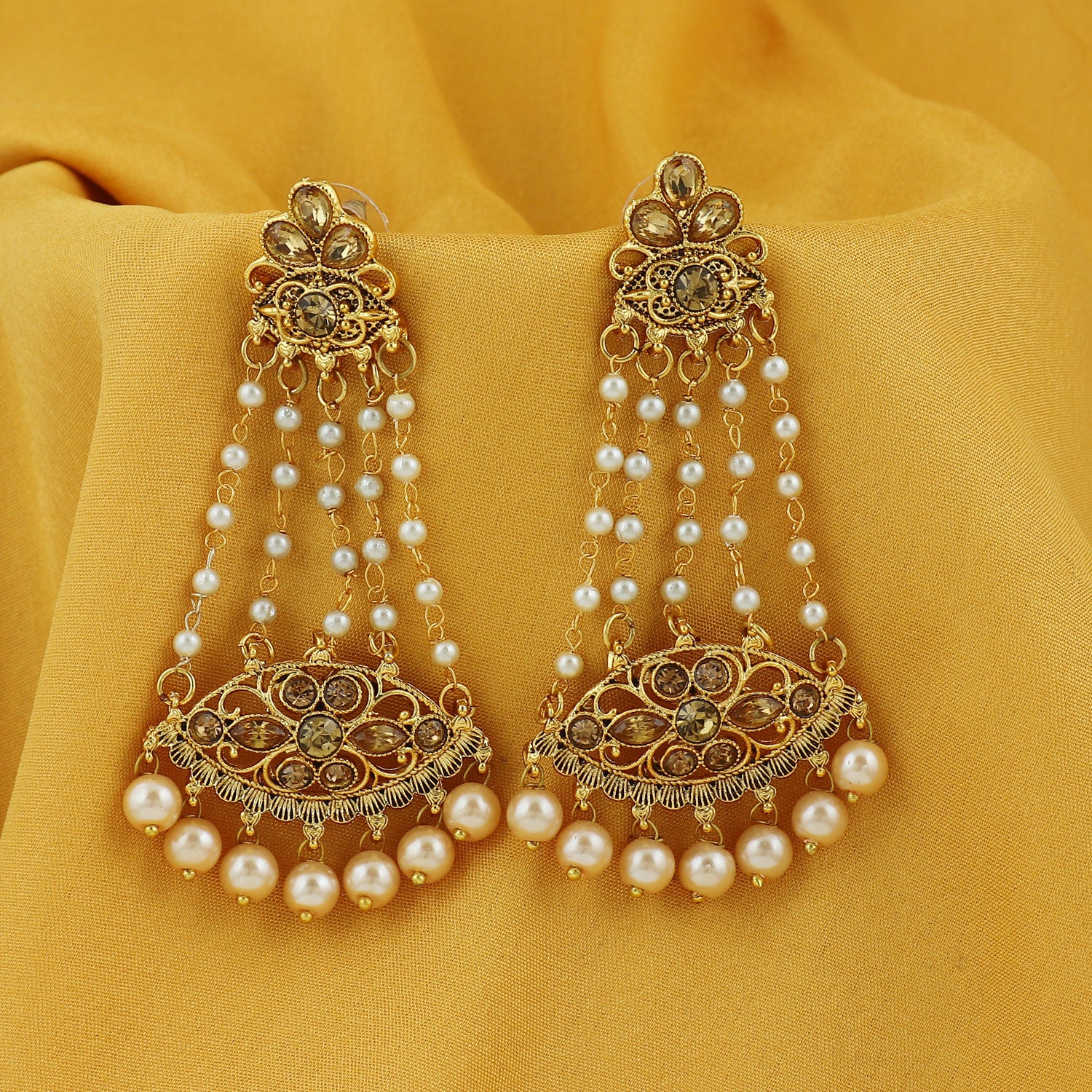 Sukkhi Stylish LCT Gold Plated Pearl Chandelier Earring For Women