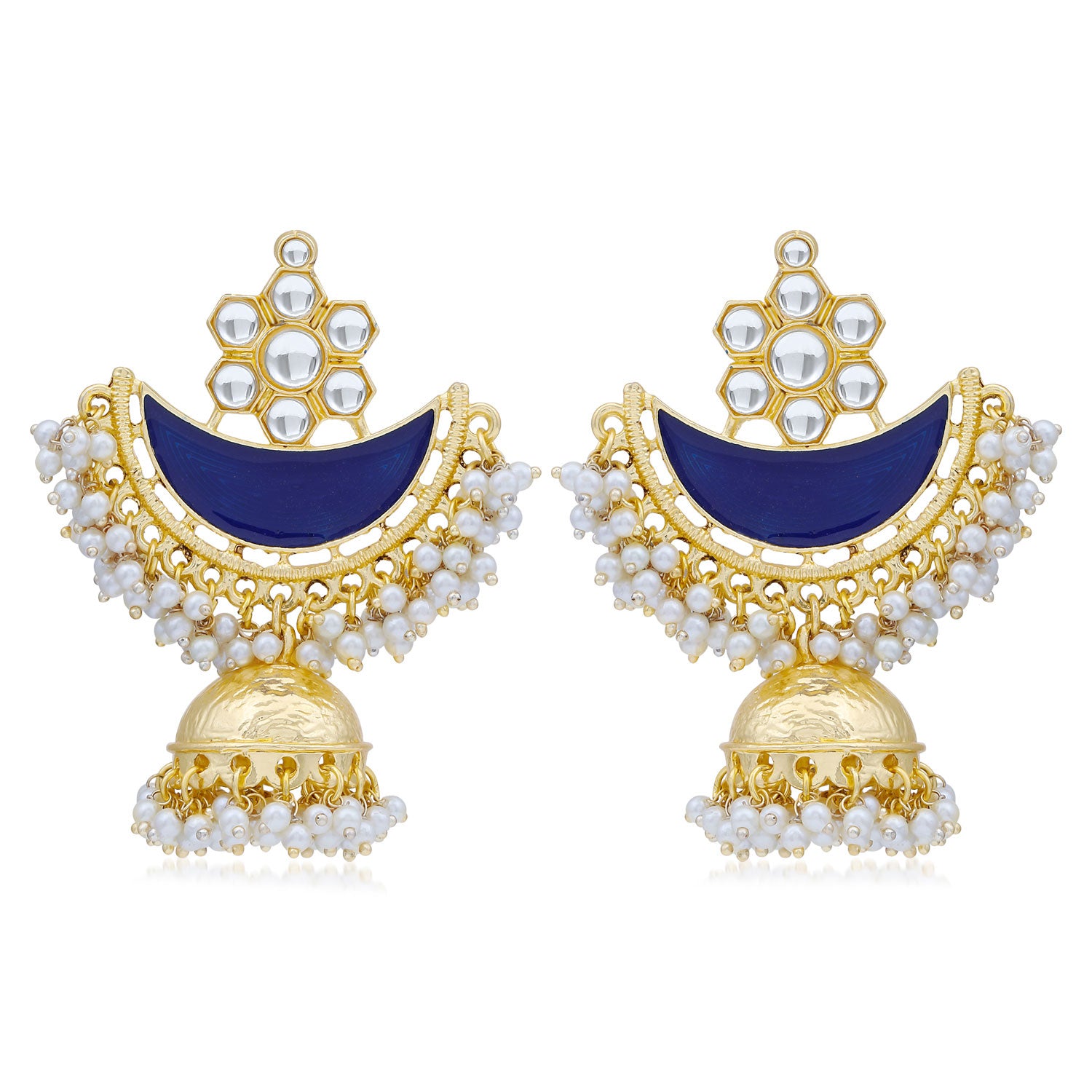Sukkhi Ravishing Pearl Gold Plated Kundan Meenakari Jhumki Earring For Women