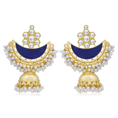 Sukkhi Ravishing Pearl Gold Plated Kundan Meenakari Jhumki Earring For Women