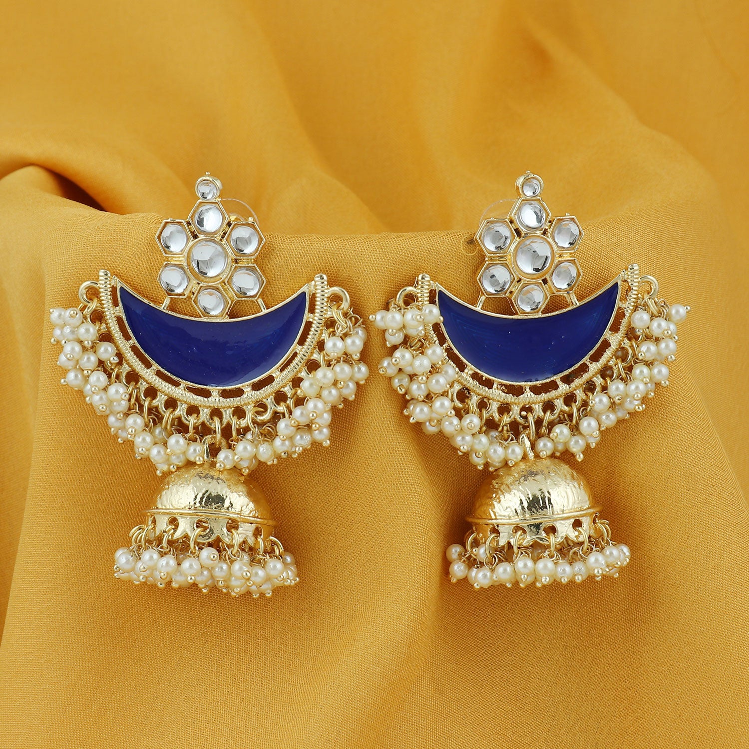 Sukkhi Ravishing Pearl Gold Plated Kundan Meenakari Jhumki Earring For Women