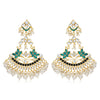 Sukkhi Spectacular Pearl Gold Plated Kundan Lotus Meenakari Chandelier Earring For Women