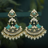 Sukkhi Spectacular Pearl Gold Plated Kundan Lotus Meenakari Chandelier Earring For Women