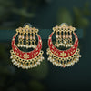 Sukkhi Lavish Pearl Gold Plated Floral Meenakari Chandbali Earring For Women