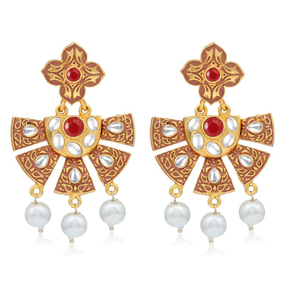Sukkhi Graceful Gold Plated Pearl Mint Collection Dangle Earring For Women