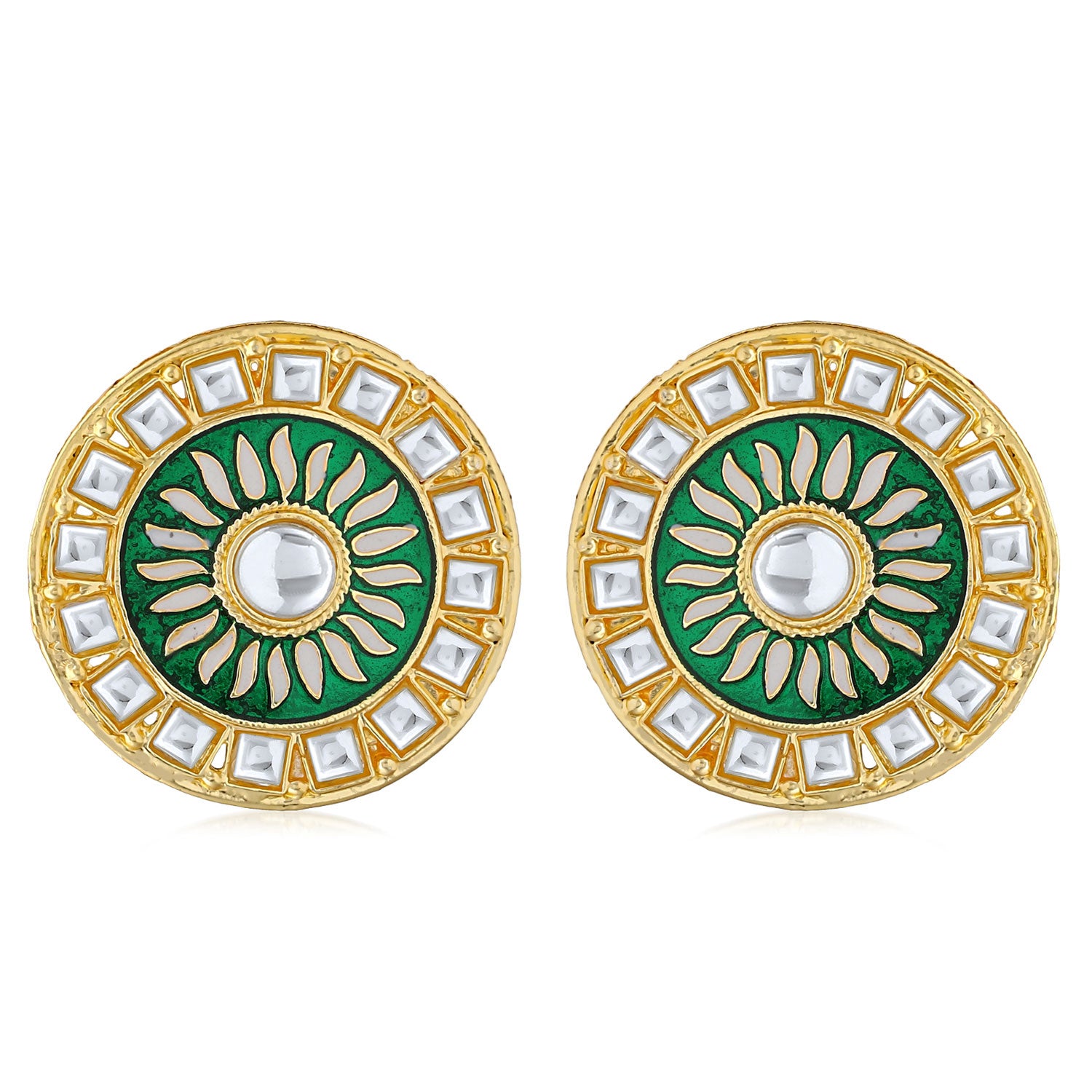 Sukkhi Classic Gold Plated Kundan Meenakari Stud Earring For Women