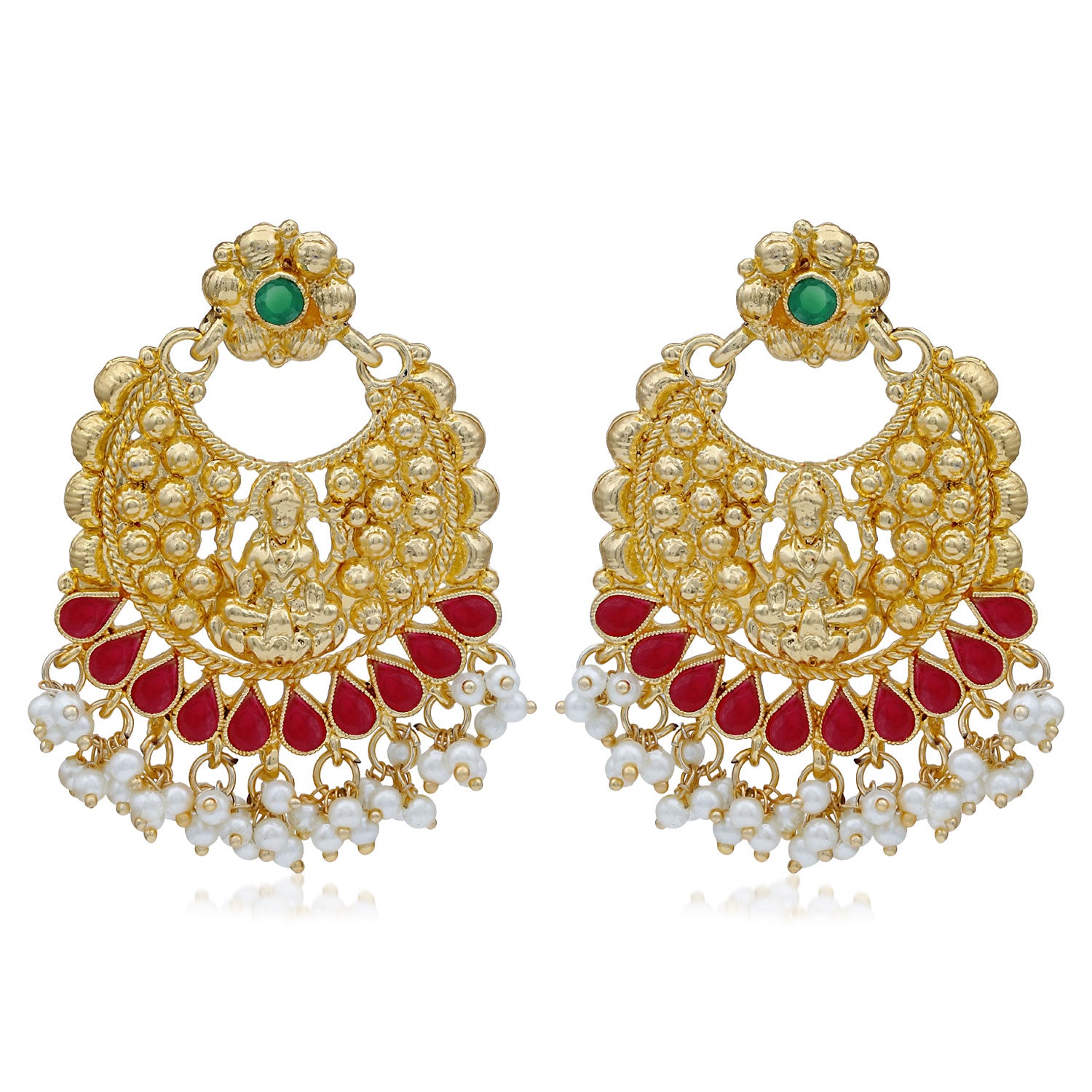 Sukkhi Ethnic Pearl Gold Plated Goddess Chandbali Earring For Women