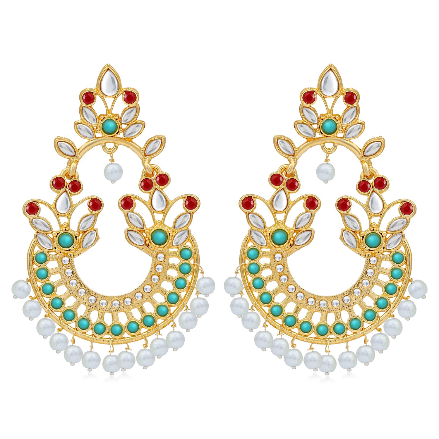 Sukkhi Fancy Pearl Gold Plated Kundan Chandbali Earring For Women