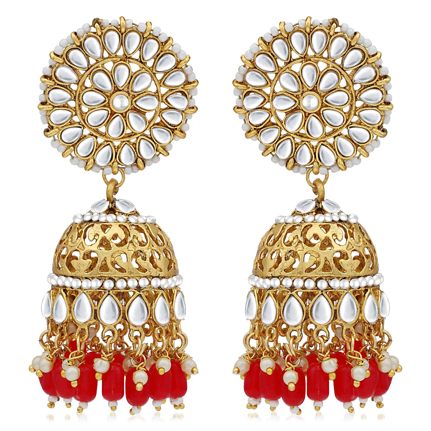 Sukkhi Classic Pearl Gold Plated Kundan Jhumki Earring For Women