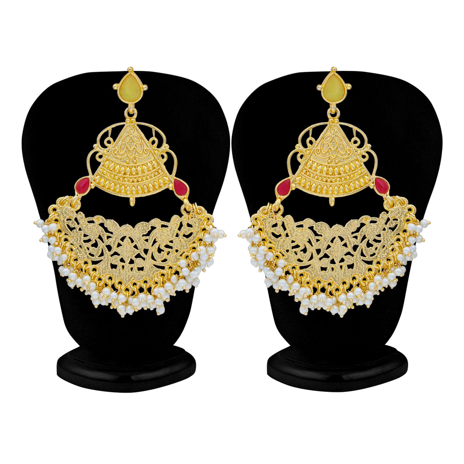 Sukkhi Glitzy Gold Plated Pearl Chandelier Earring For Women