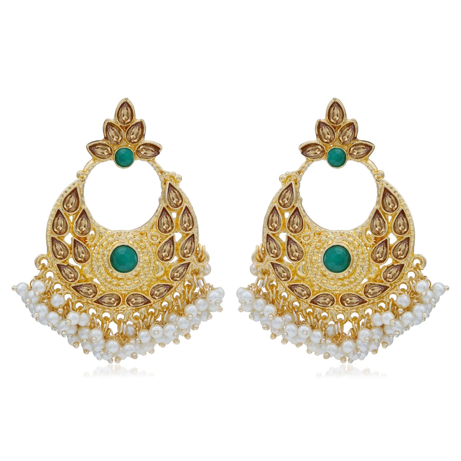 Sukkhi Delightful LCT Gold Plated Pearl Chandbali Earring For Women