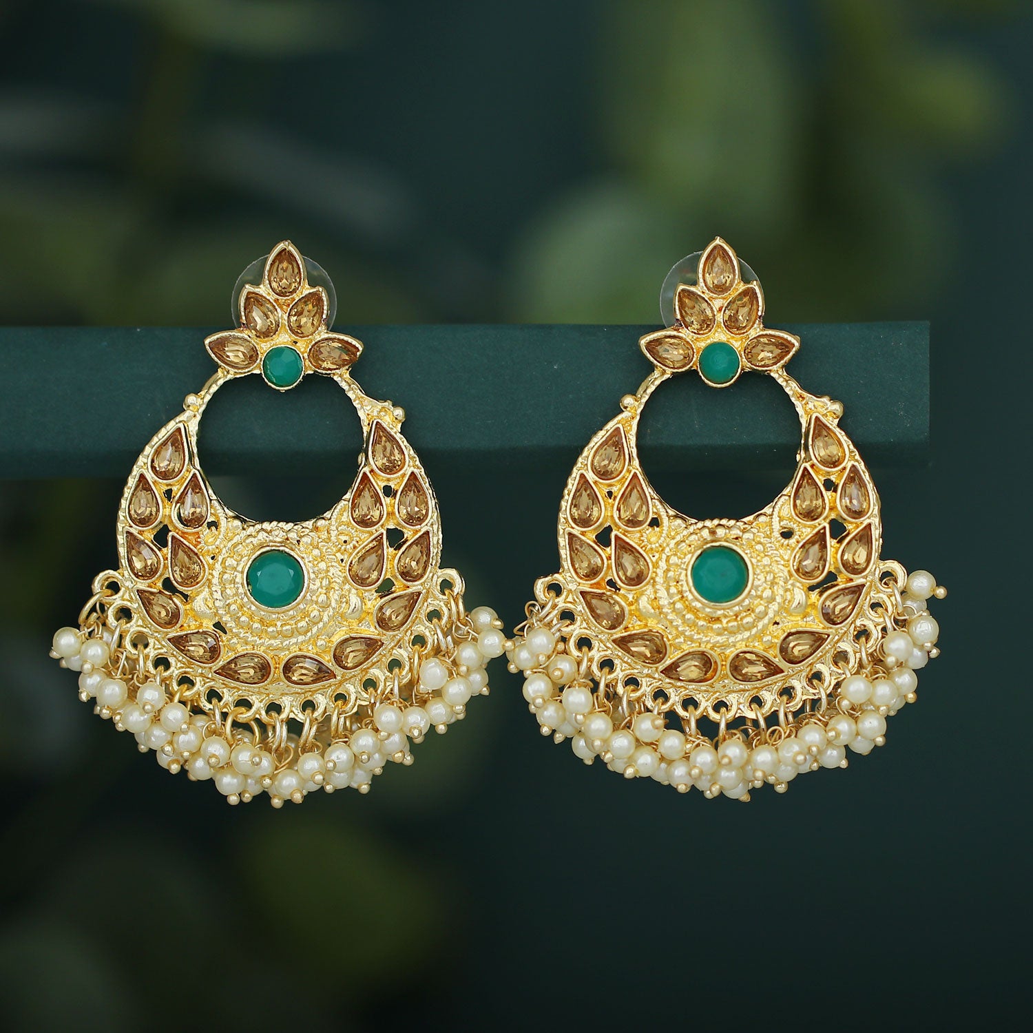 Sukkhi Delightful LCT Gold Plated Pearl Chandbali Earring For Women