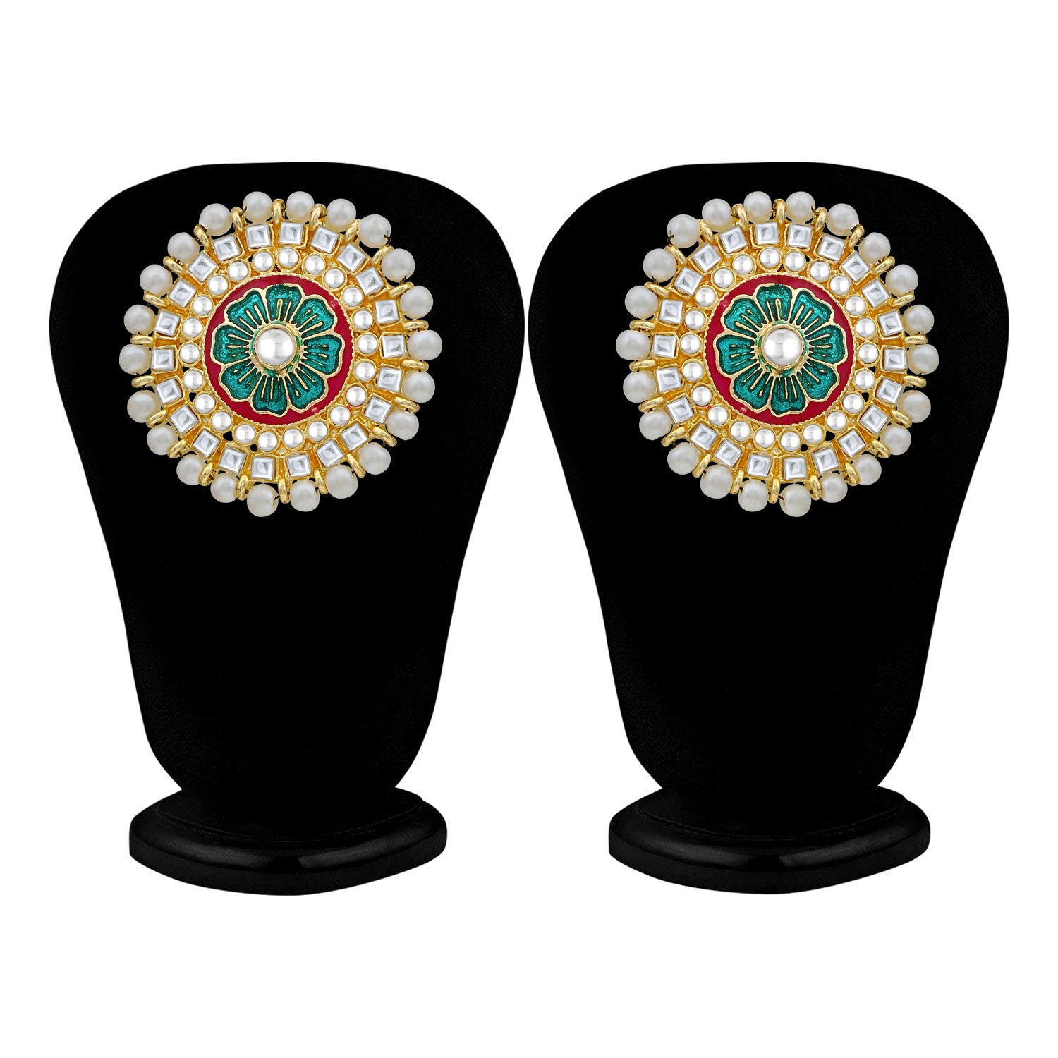 Sukkhi Traditional Pearl Gold Plated Kundan Meenakari Stud Earring For Women
