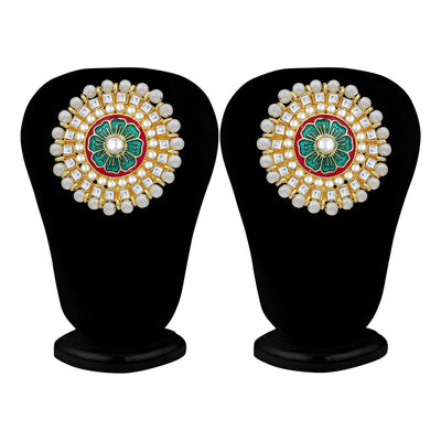 Sukkhi Traditional Pearl Gold Plated Kundan Meenakari Stud Earring For Women