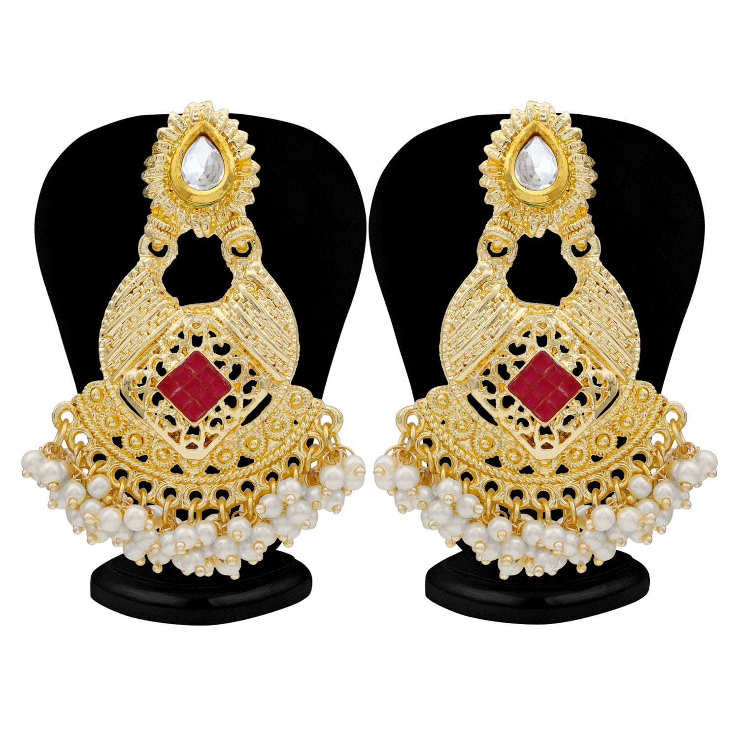 Sukkhi Classy Kundan Gold Plated Pearl Chandbali Earring For Women