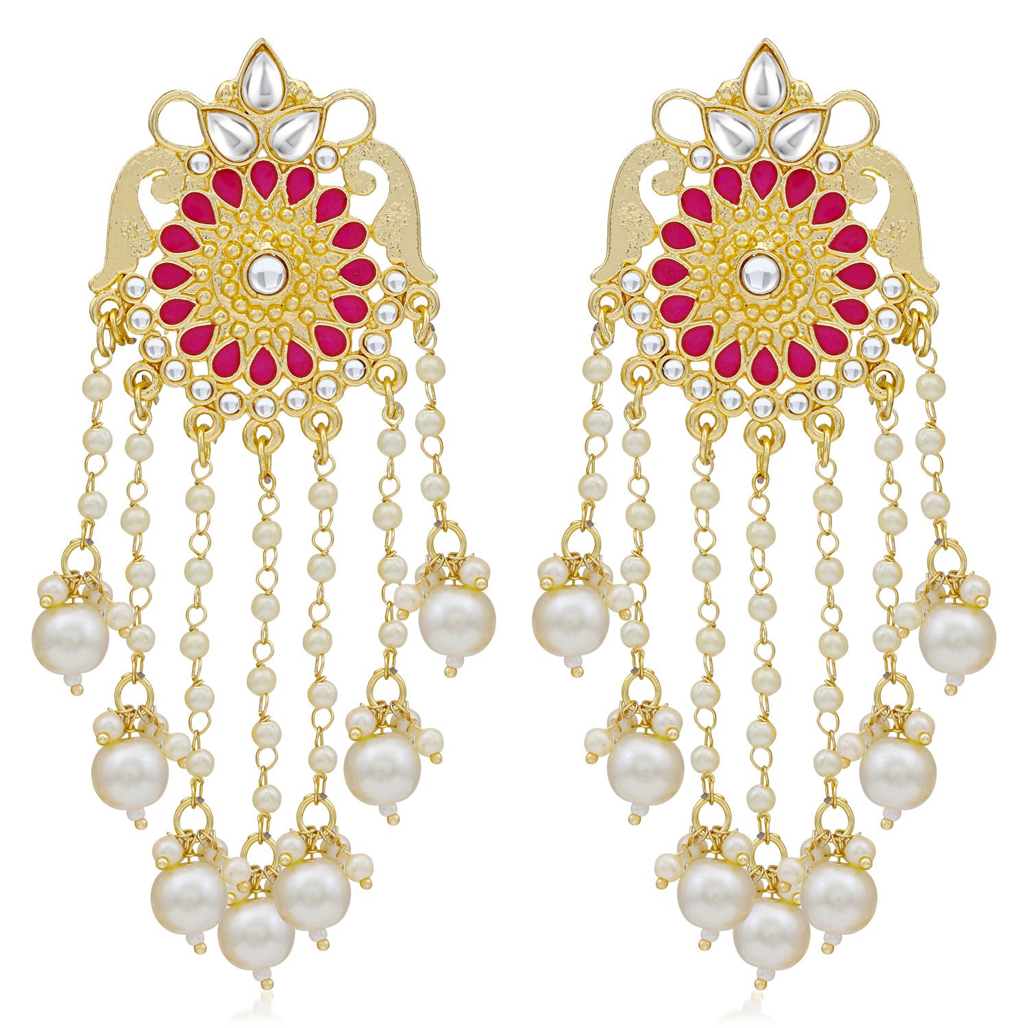 Sukkhi Modern Kundan Gold Plated Pearl Dangle Earring For Women