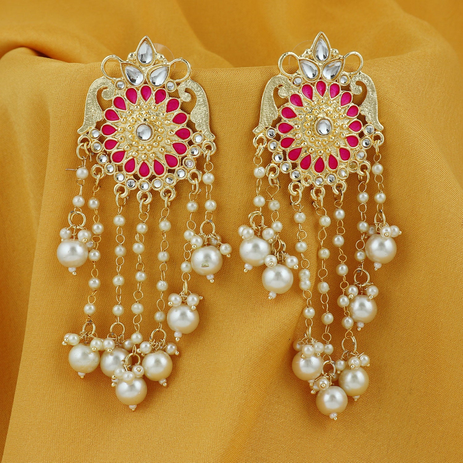 Sukkhi Modern Kundan Gold Plated Pearl Dangle Earring For Women