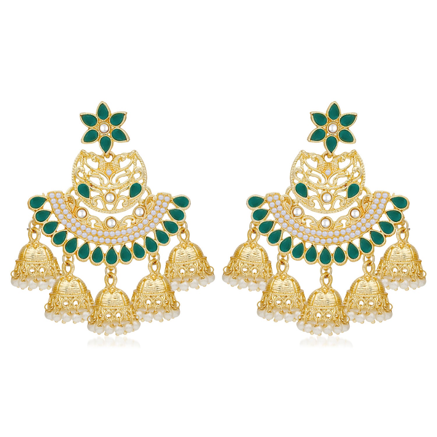 Sukkhi Exotic Pearl Gold Plated Floral Chandbali Earring For Women