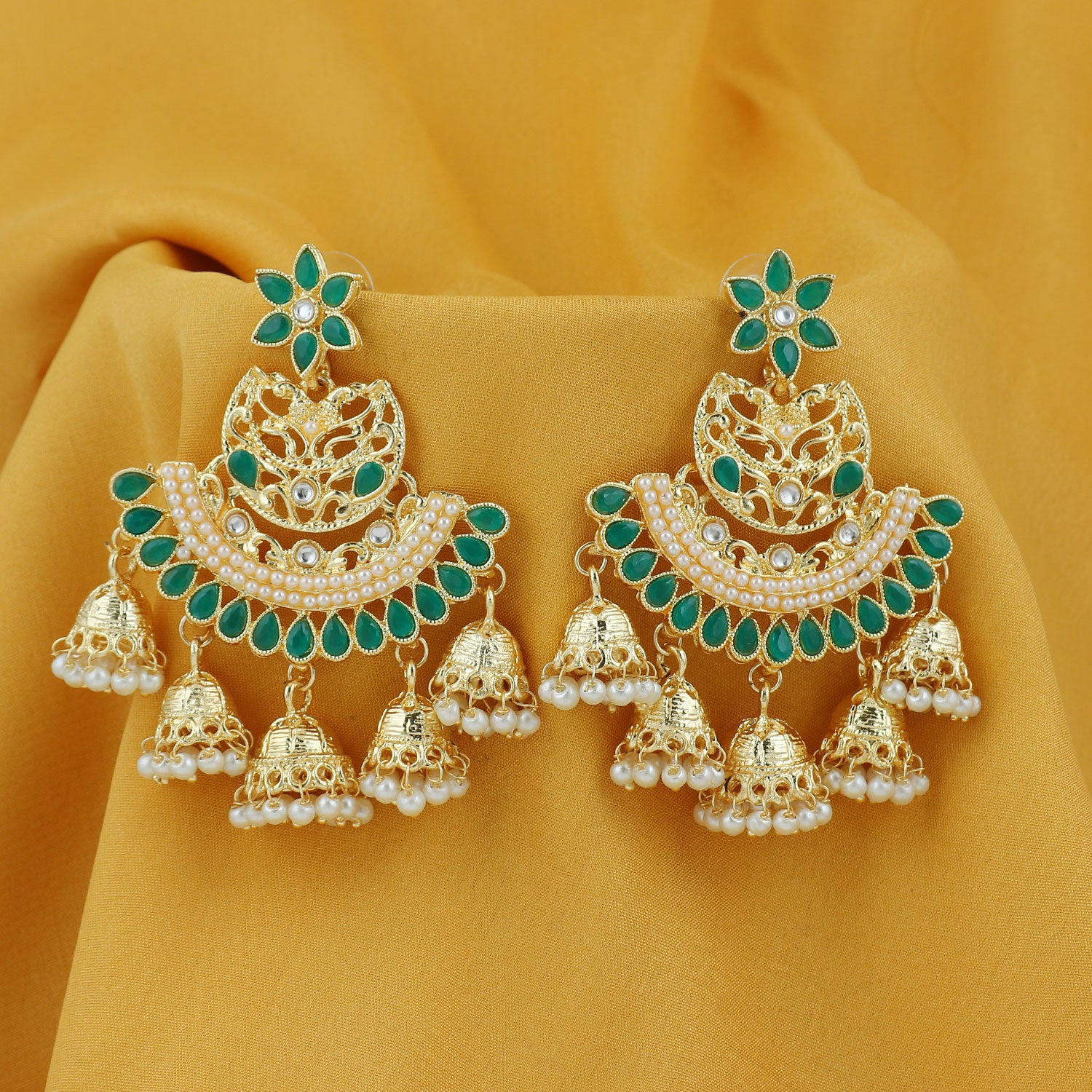 Sukkhi Exotic Pearl Gold Plated Floral Chandbali Earring For Women