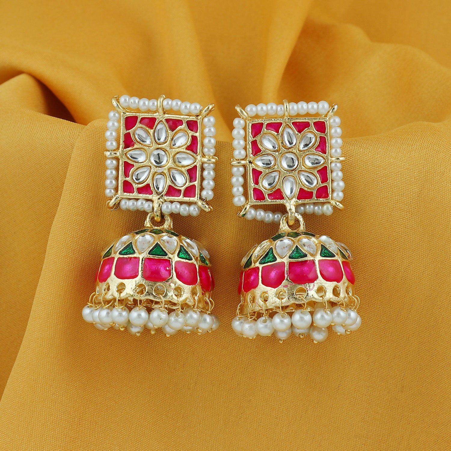 Meenakari jhumki hot sale