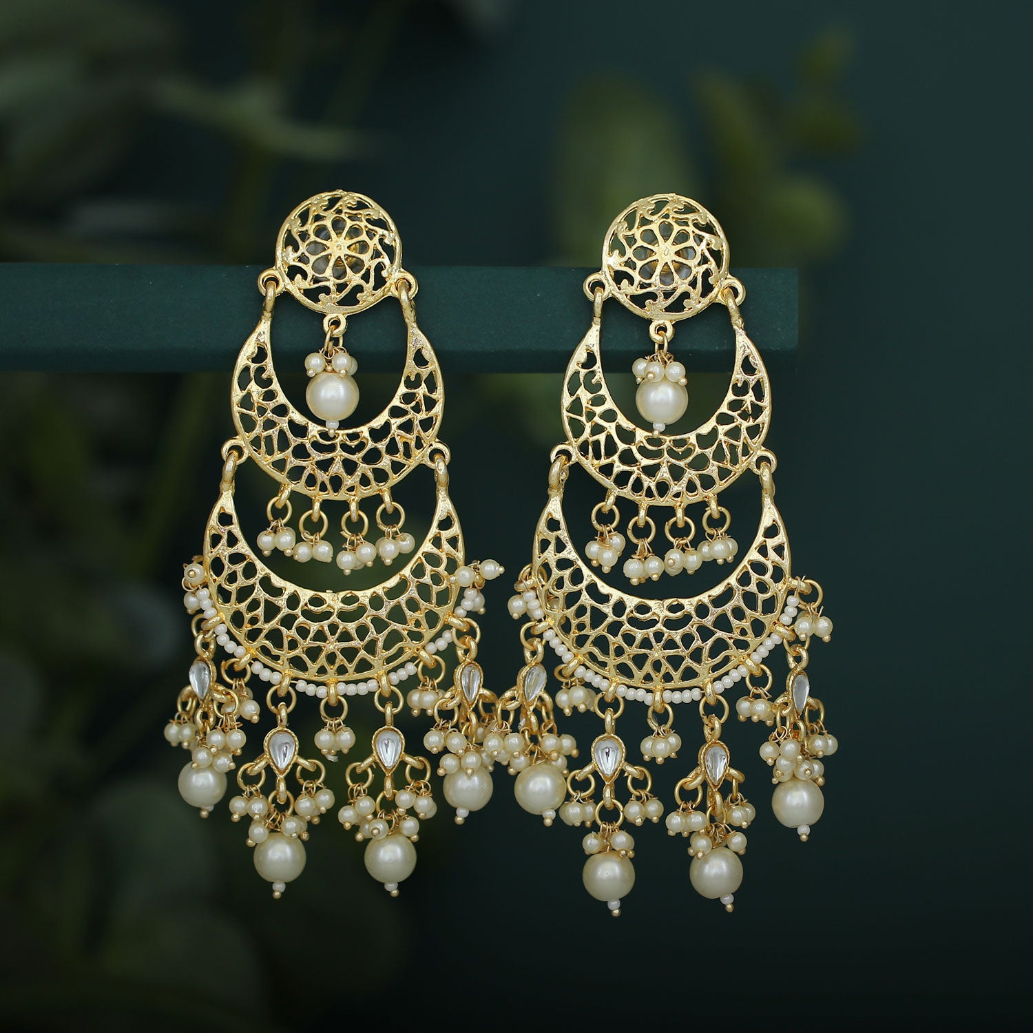 Sukkhi Astonish Gold Plated Pearl Chandelier Earring For Women