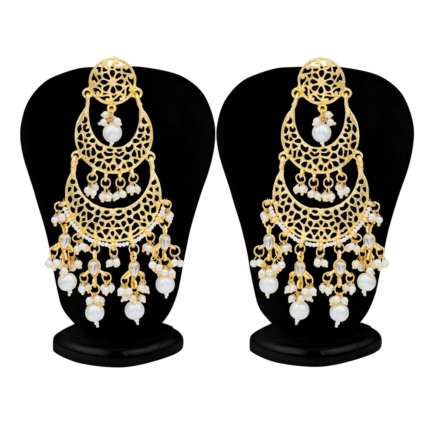 Sukkhi Astonish Gold Plated Pearl Chandelier Earring For Women