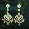 Sukkhi Pretty Kundan Gold Plated Pearl Meenakari Chandelier Earring for Women