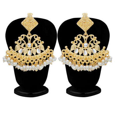 Sukkhi Lavish Kundan Gold Plated Pearl Chandelier Earring for Women