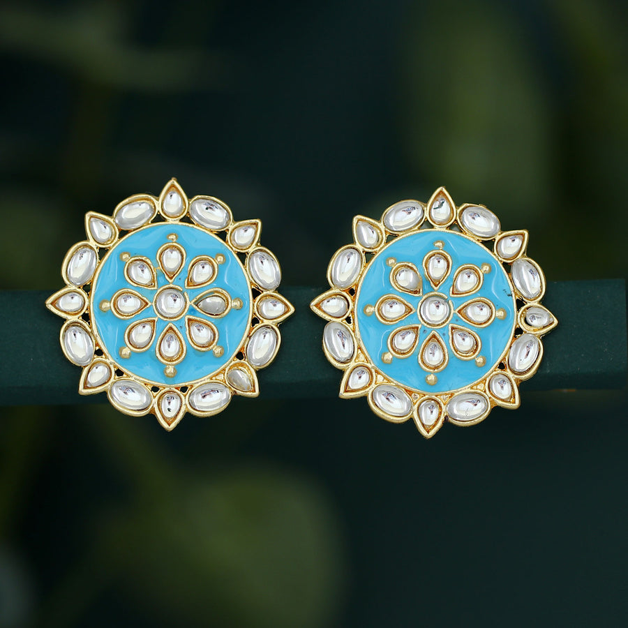 Sukkhi Charming Gold Plated Kundan Stud Earring for Women