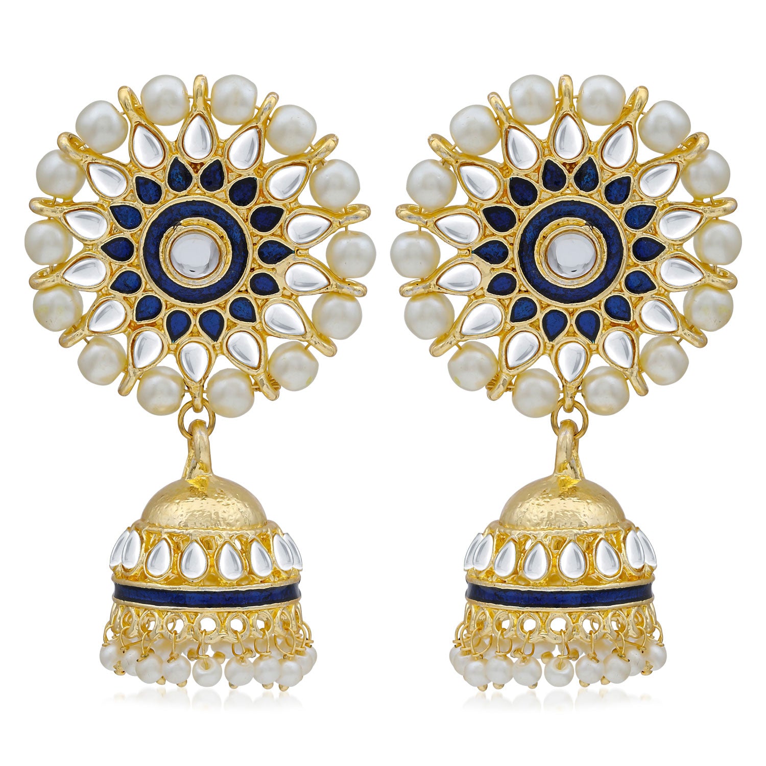Sukkhi Fabulous Kundan Gold Plated Pearl Meenakari Jhumki Earring for Women