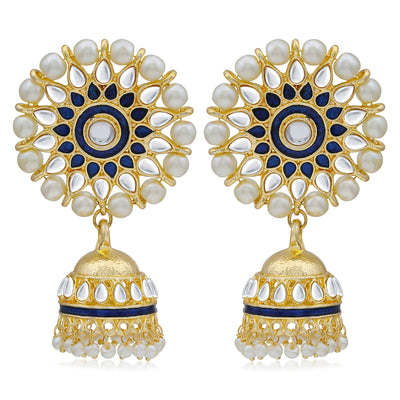 Sukkhi Fabulous Kundan Gold Plated Pearl Meenakari Jhumki Earring for Women