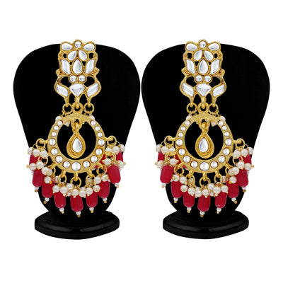 Sukkhi Designer Kundan Gold Plated Pearl Chandelier Earring for Women