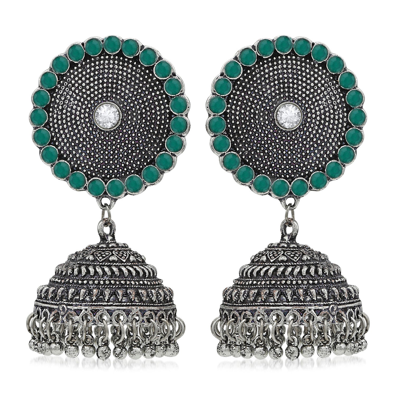 Sukkhi Trendy Austrian Diamond Oxidised Jhumki Earring for Women