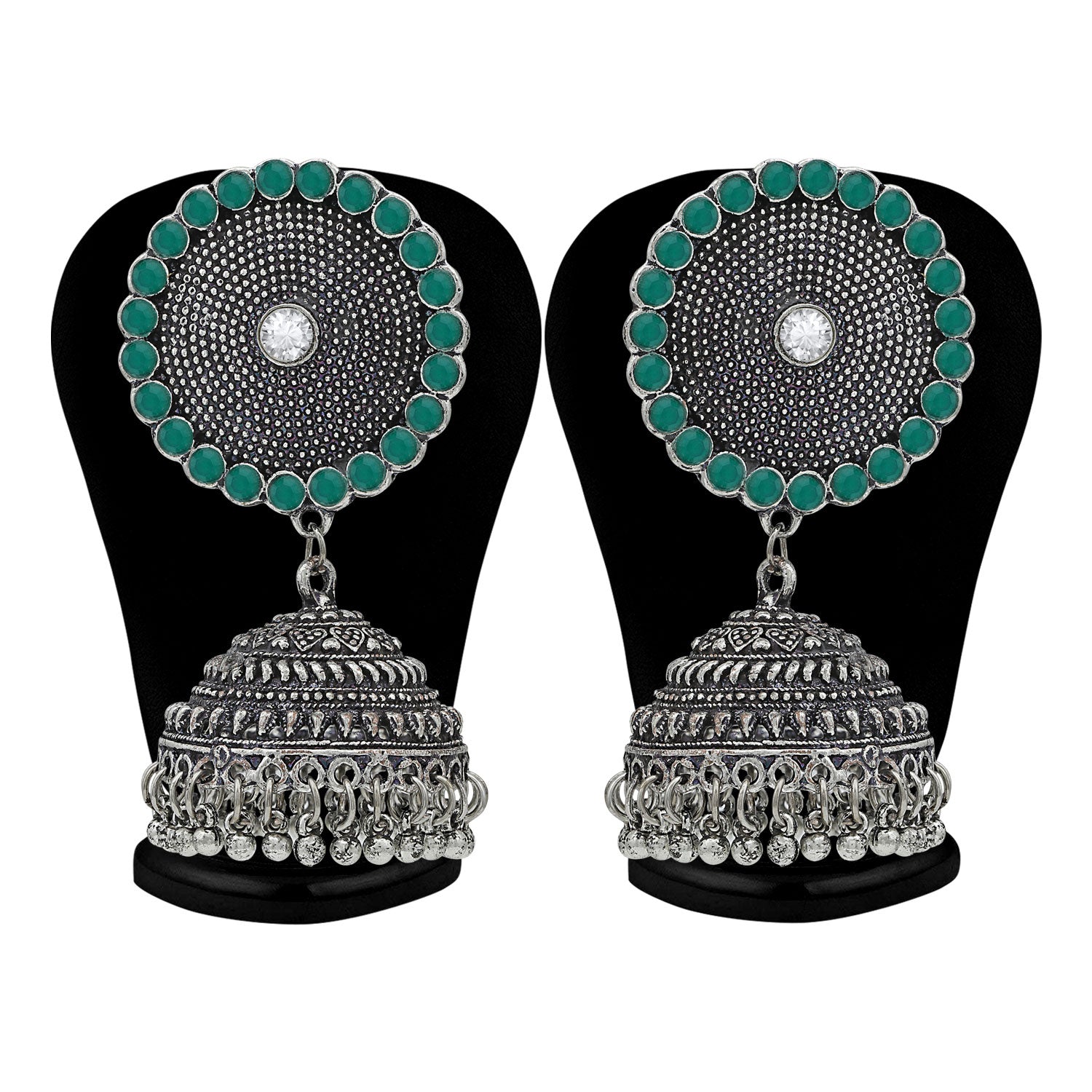 Sukkhi Trendy Austrian Diamond Oxidised Jhumki Earring for Women