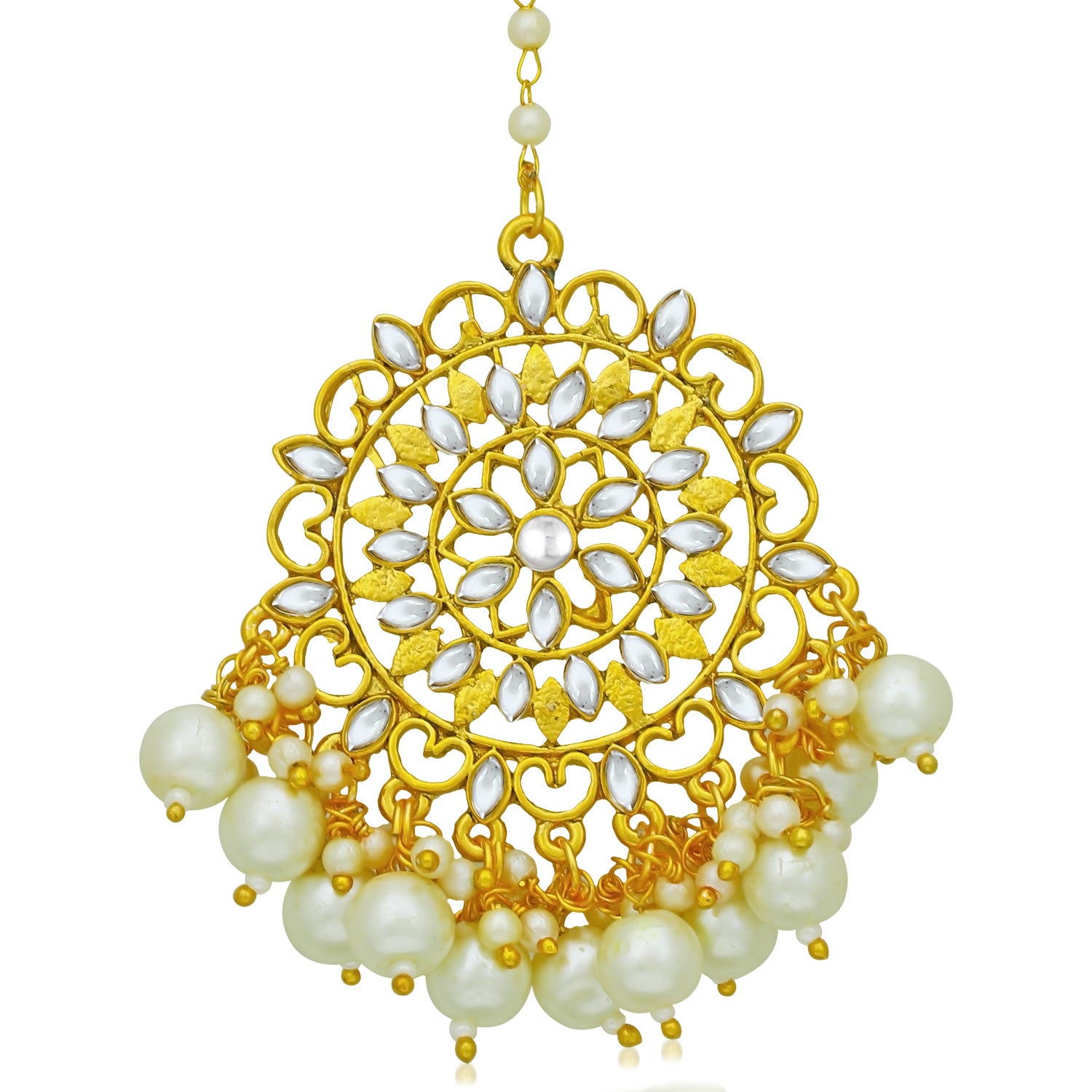 Sukkhi Glorious Pearl Gold Plated Kundan Maangtikka for Women