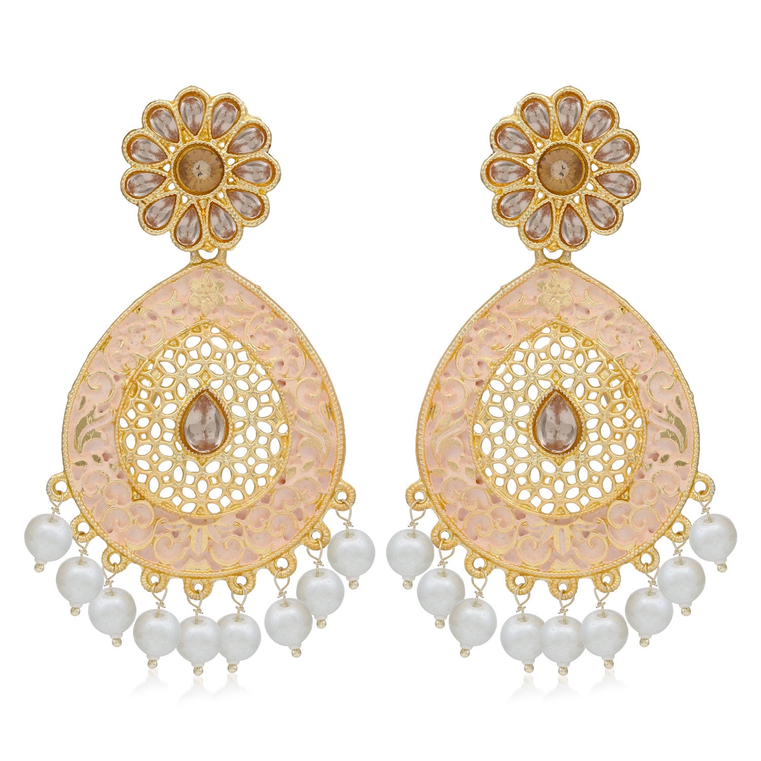 Sukkhi Dazzling LCT Gold Plated Mint Collection Pearl Dangle Earring For Women