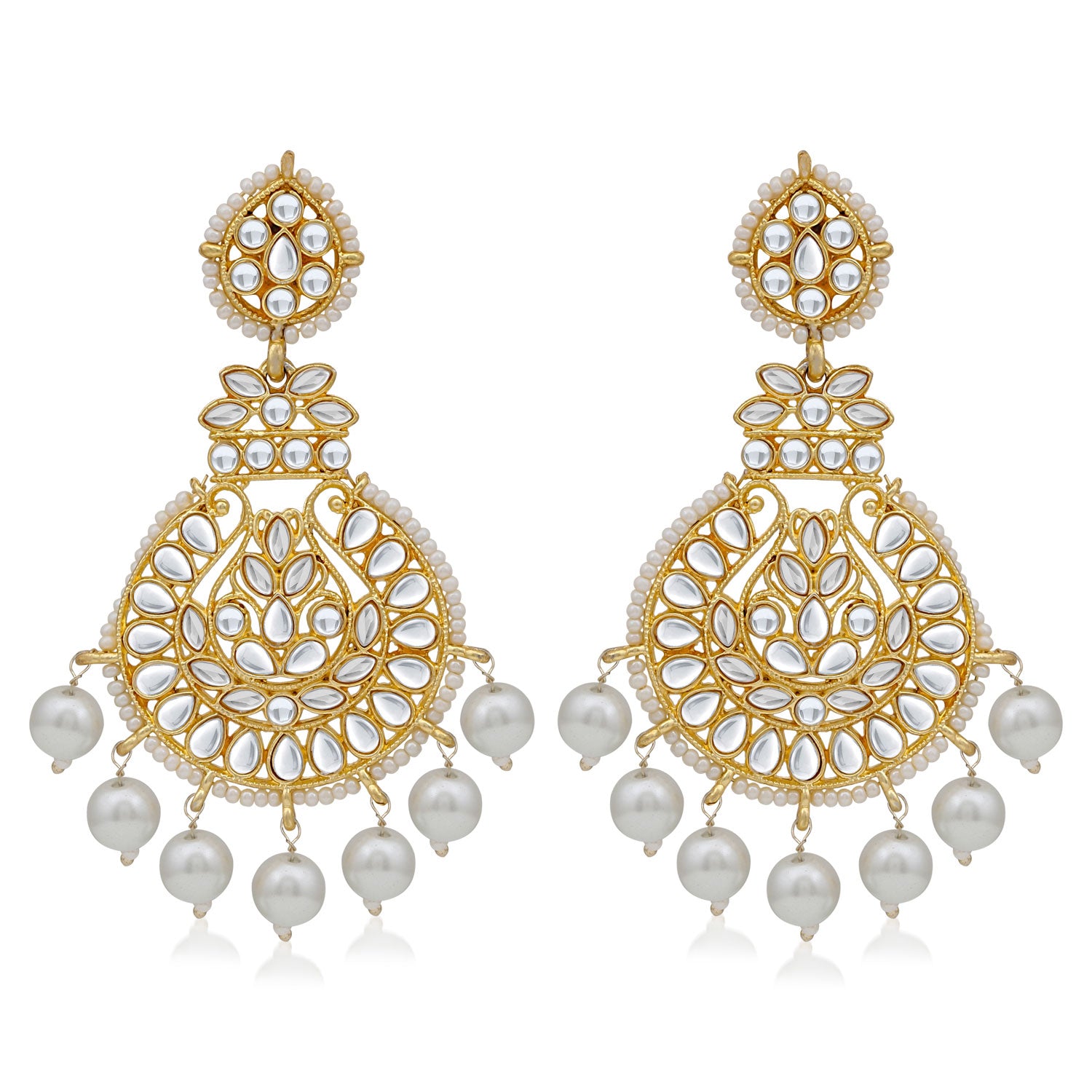 Sukkhi Gleaming Pearl Gold Plated Kundan Chandbali Earring for Women ...