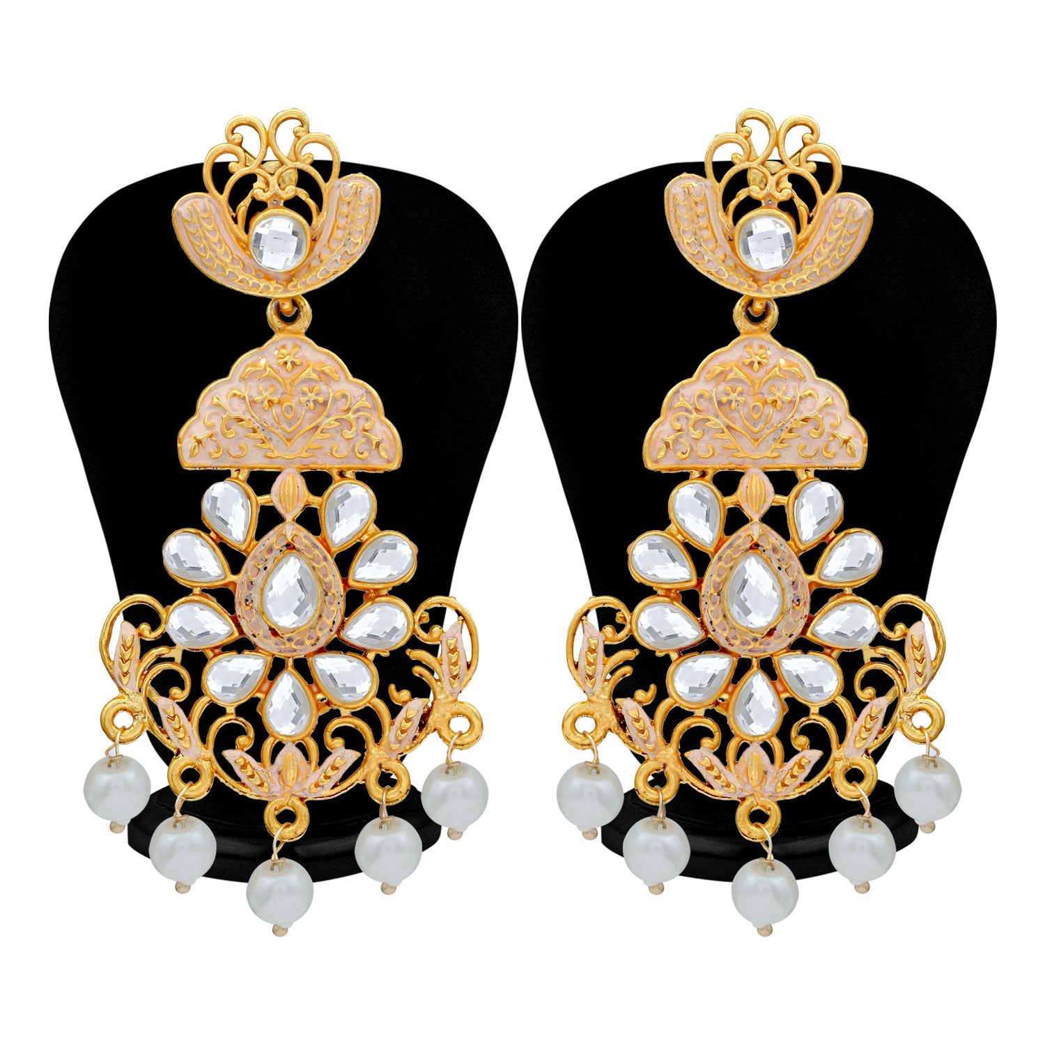Sukkhi Glitzy Pearl Gold Plated Mint Collection Chandelier Earring For Women