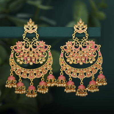 Sukkhi Exotic Gold Plated Mint Collection Pearl Chandelier Earring For Women