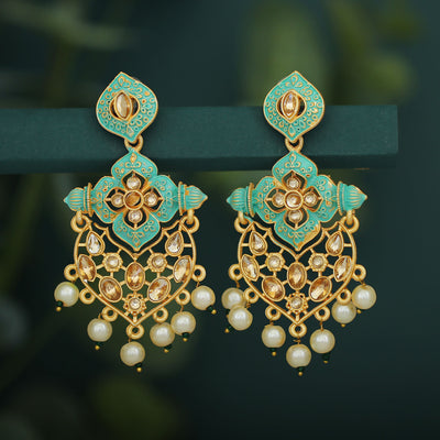 Sukkhi Glorious LCT Gold Plated Mint Collection Pearl Dangle Earring For Women