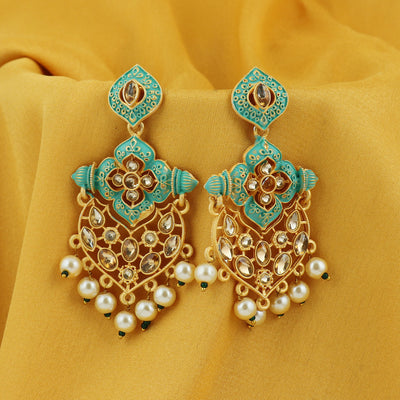 Sukkhi Glorious LCT Gold Plated Mint Collection Pearl Dangle Earring For Women