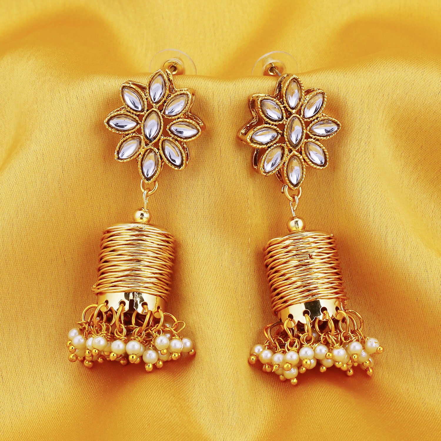 Sukkhi Stylish Kundan Gold Plated Pearl Dangle Earring for Women